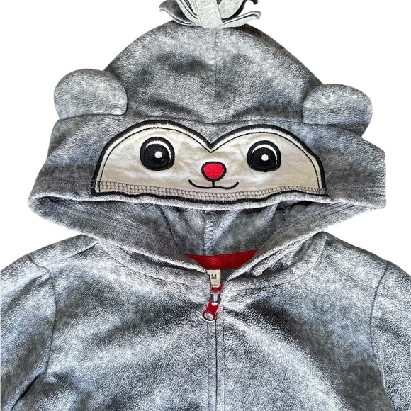George Grey Fleece Monkey Zip Hoodie Sweater 12-18 Month Boys - Picture 2 of 5